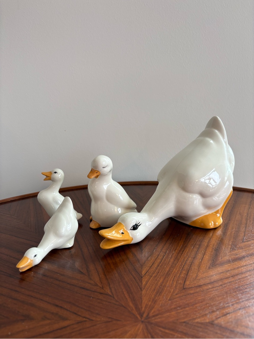 Vintage Ceramic Goose Figurine Set of 4 Cottagecore Farmhouse Home Decor